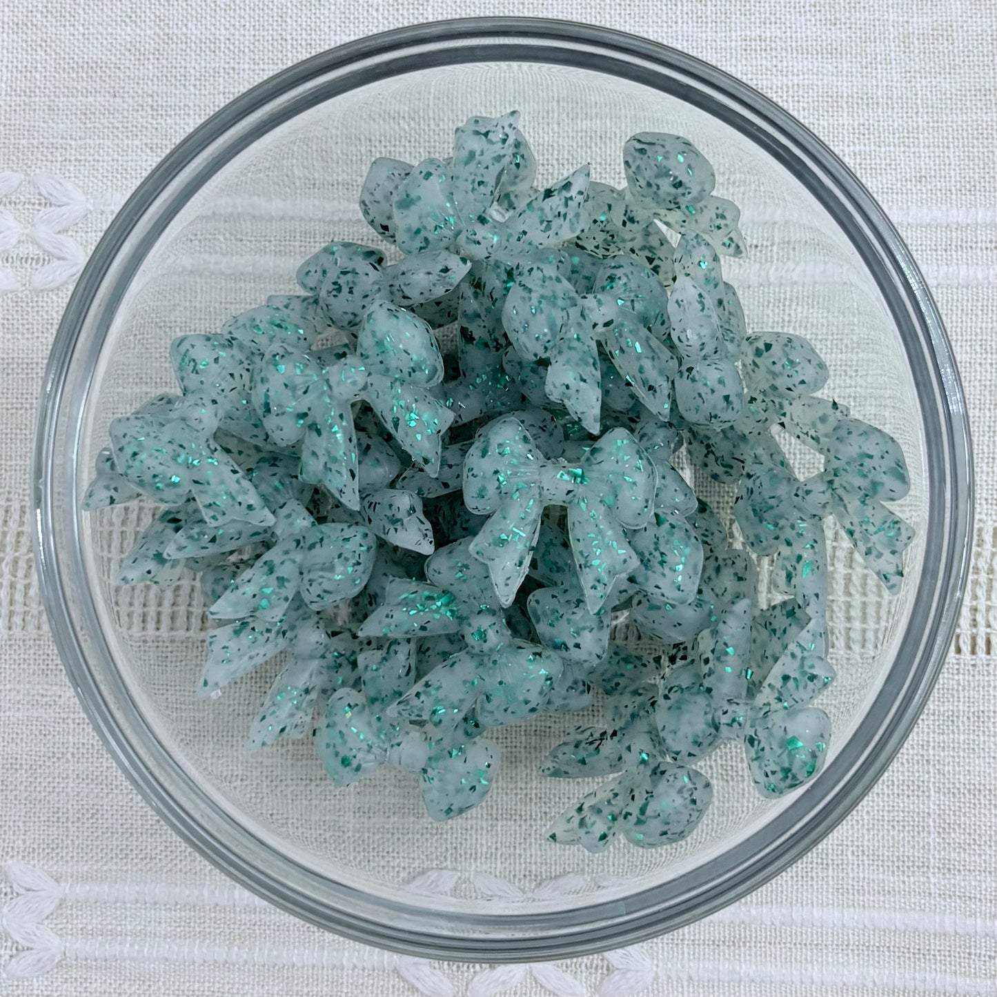 Green Glitter Bow Focal Bead