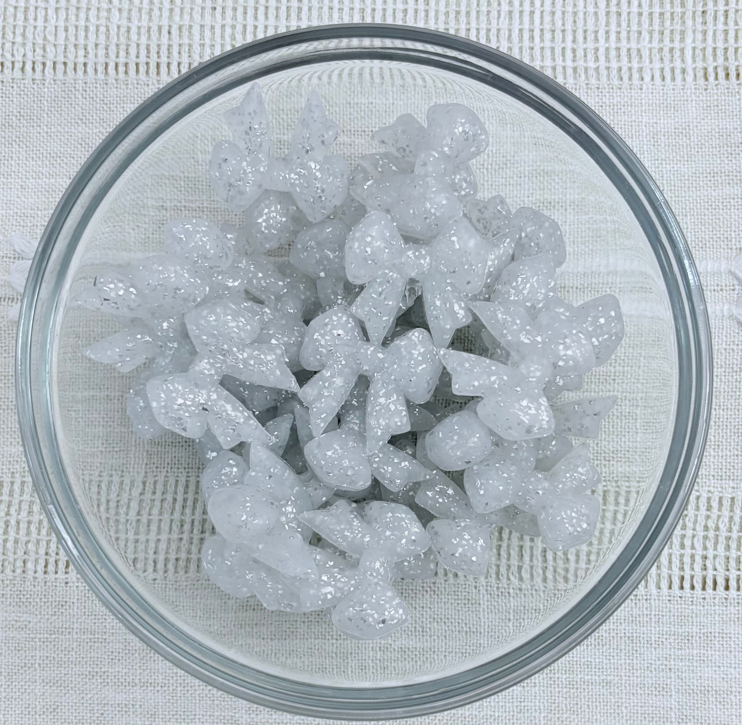 Silver Glitter Bow Focal Bead