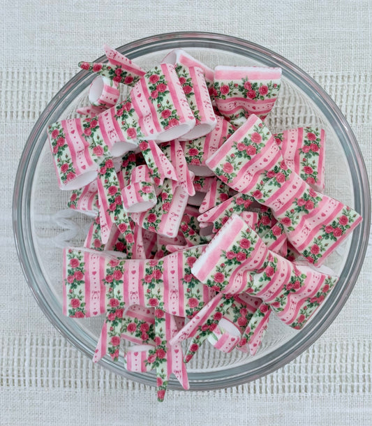 Pink Floral Silicone Bow Straw Topper