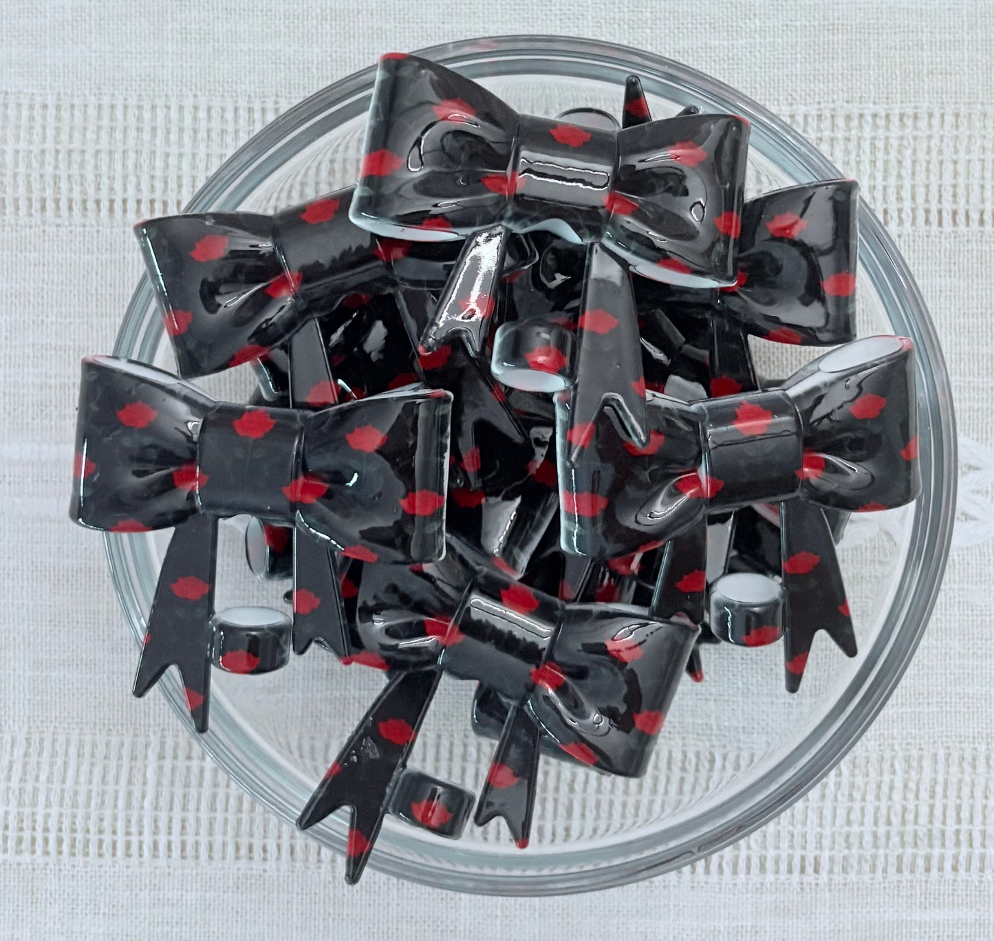 Roses Glossy Silicone Bow Straw Topper