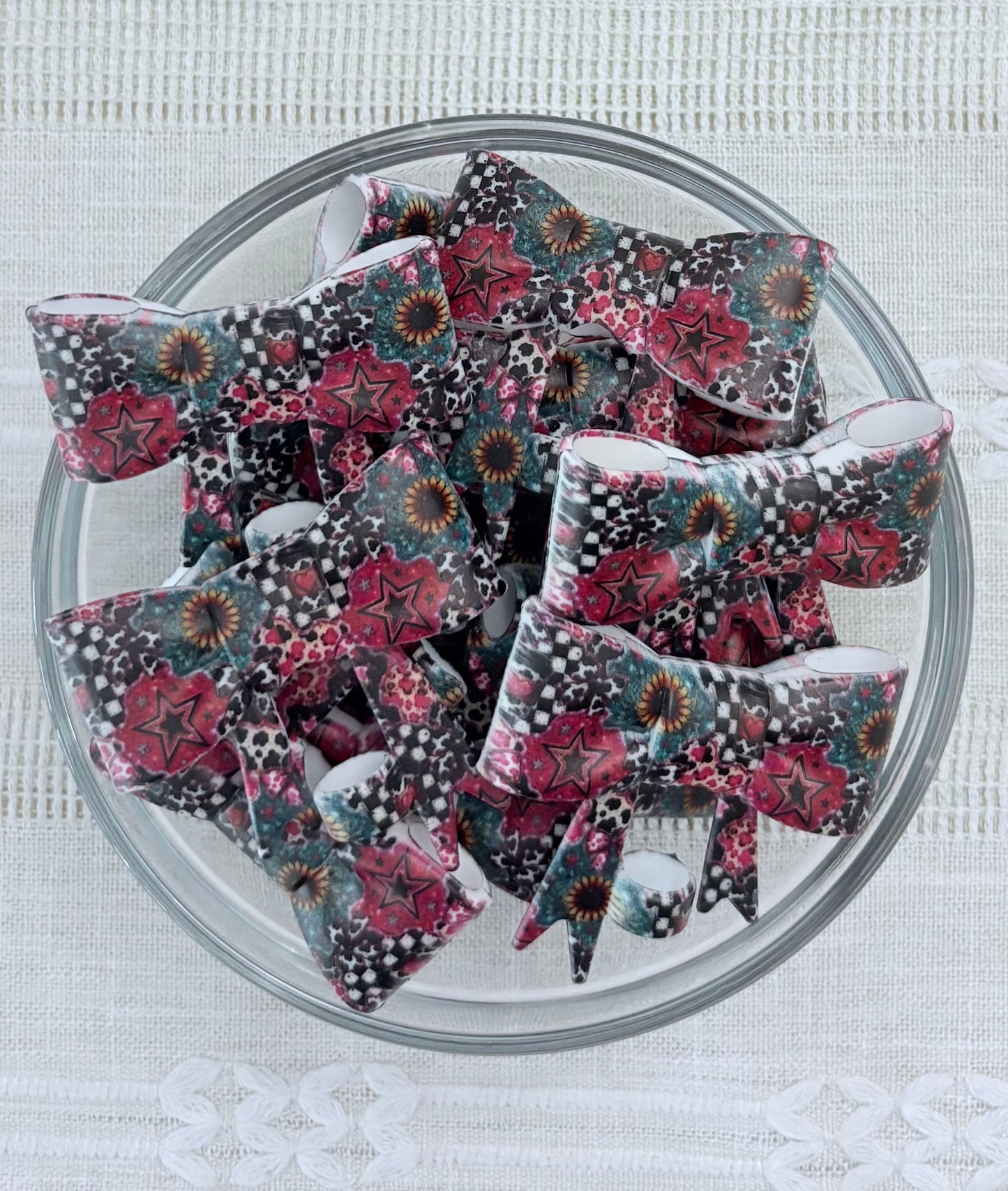 Western Floral Silicone Bow Straw Topper