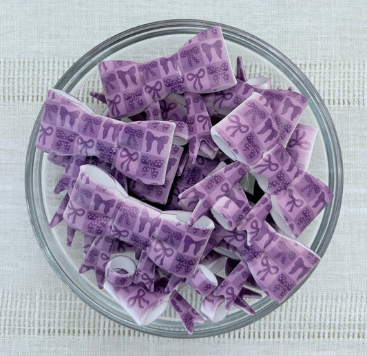Purple Bows Silicone Bow Straw Topper