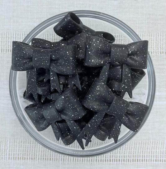 Black Glitter Bow Straw Topper