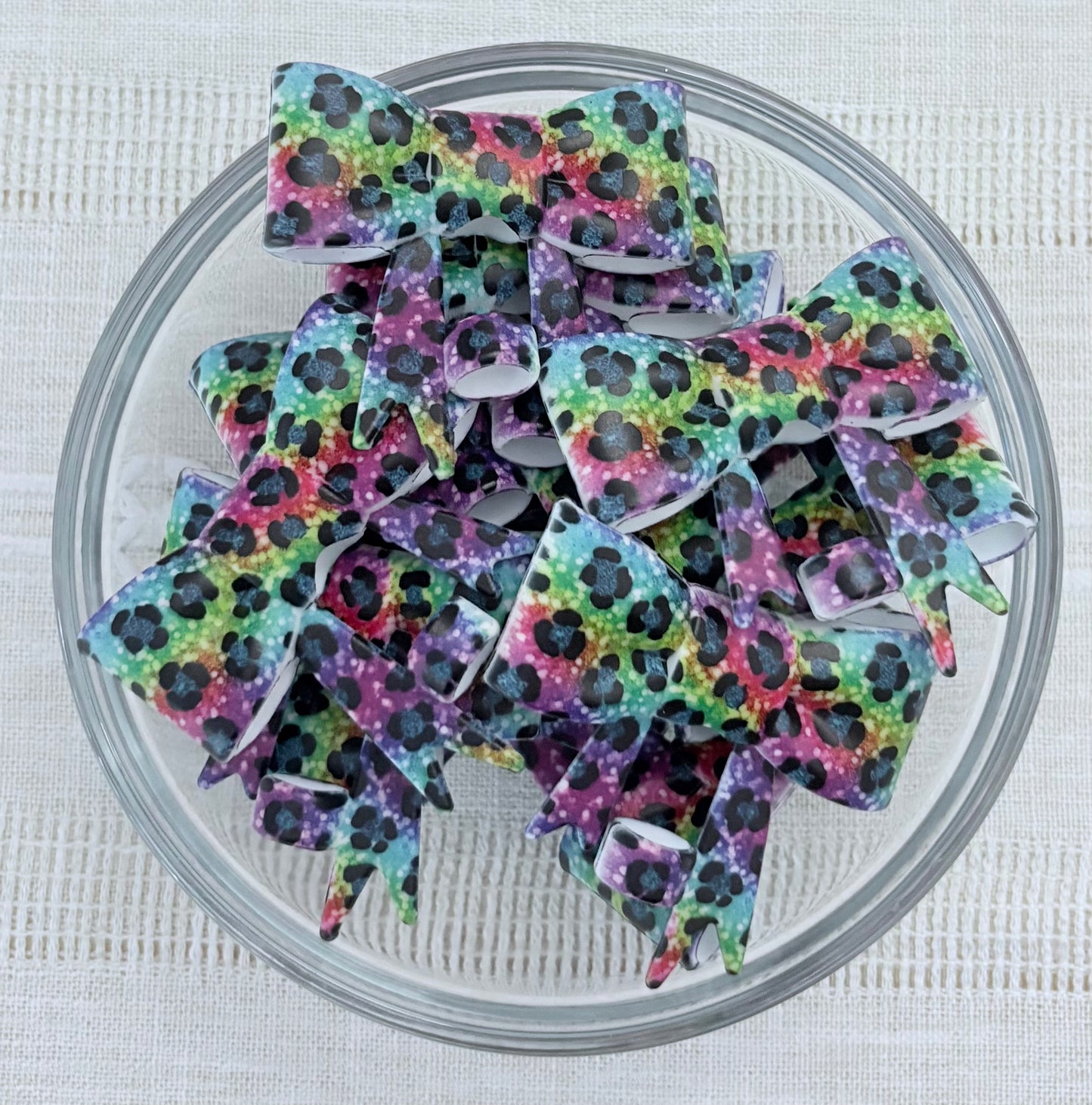 Colourful Cheetah Bow Straw Topper