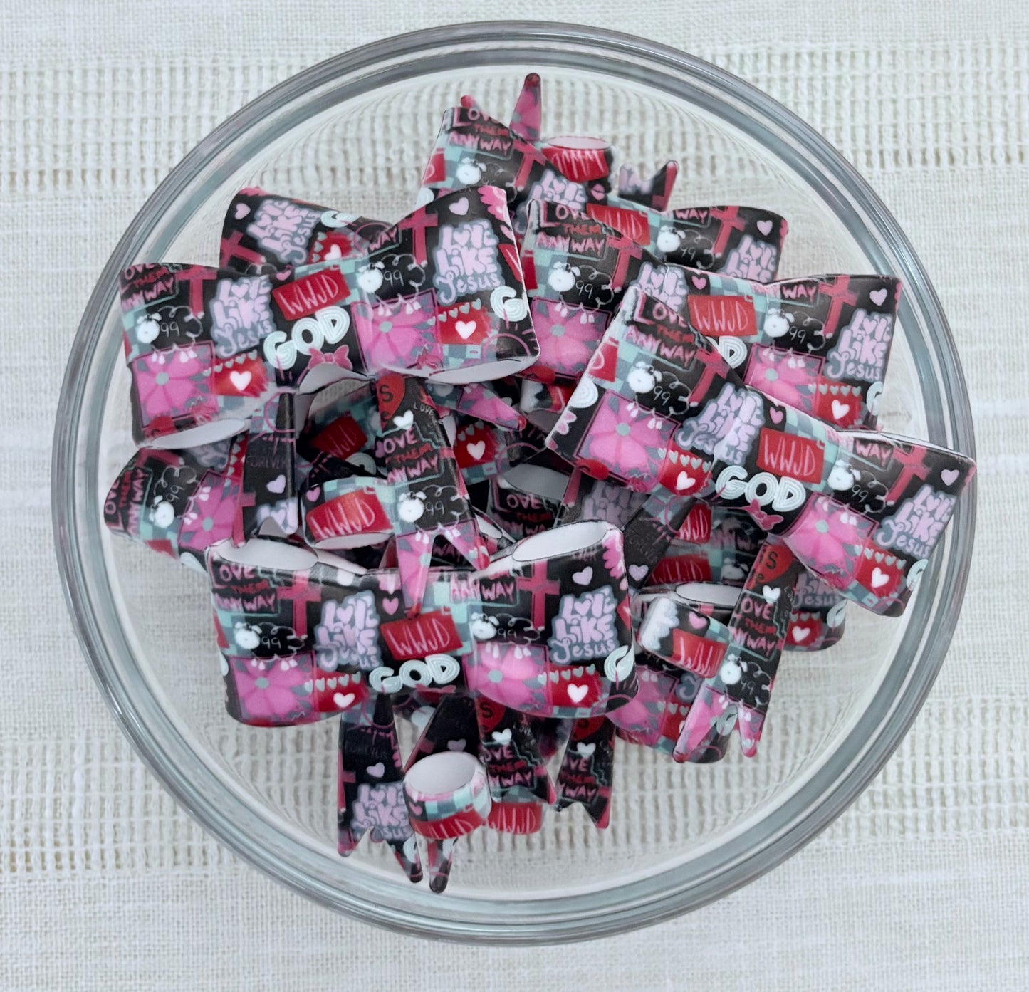 Faith Collage Silicone Bow Straw Topper