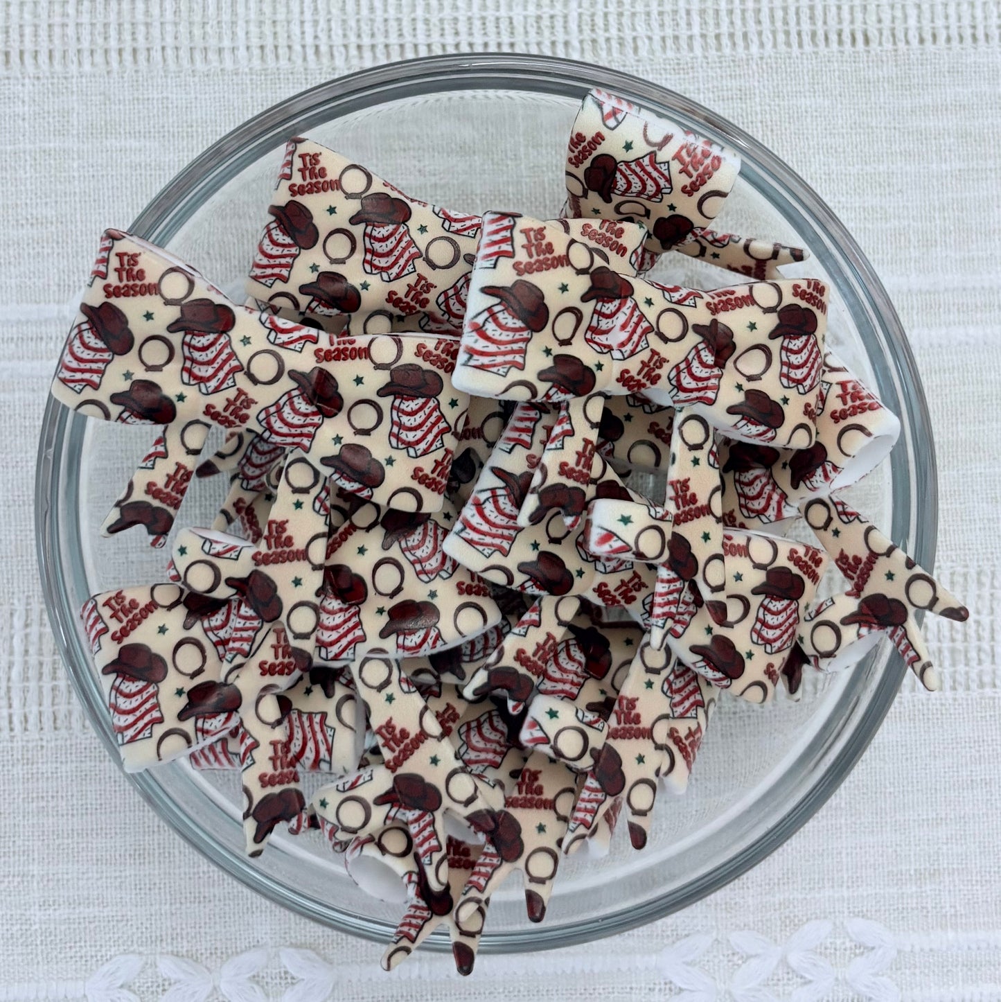 Western Christmas Cakes Silicone Bow Straw Topper