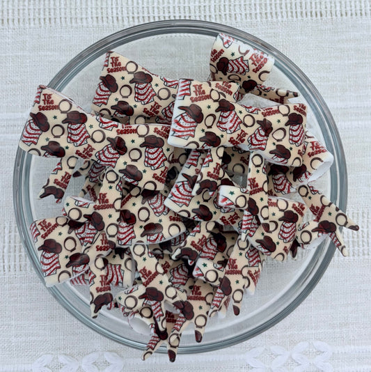 Western Christmas Cakes Silicone Bow Straw Topper