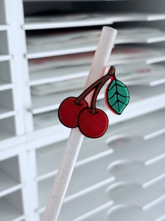 Cherries 3D Straw Topper