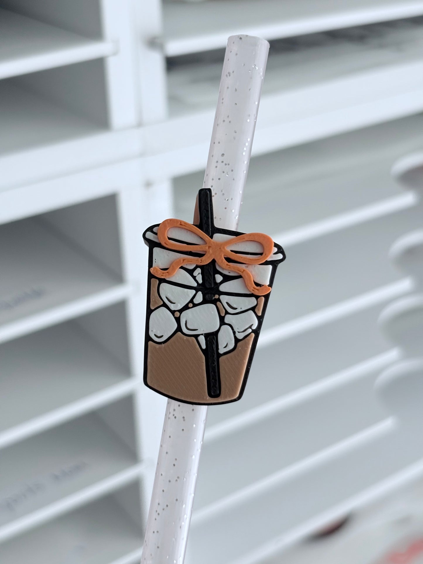 Orange Iced Coffee 3D Straw Topper