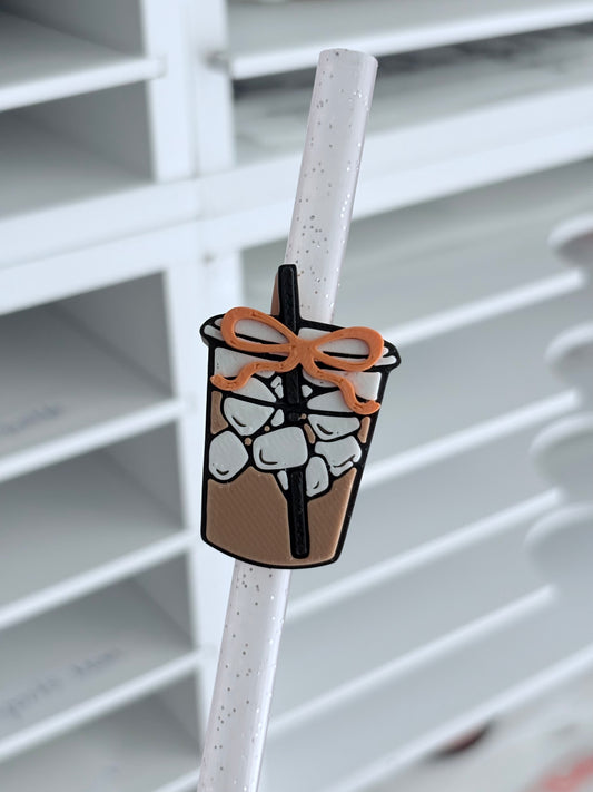 Orange Iced Coffee 3D Straw Topper