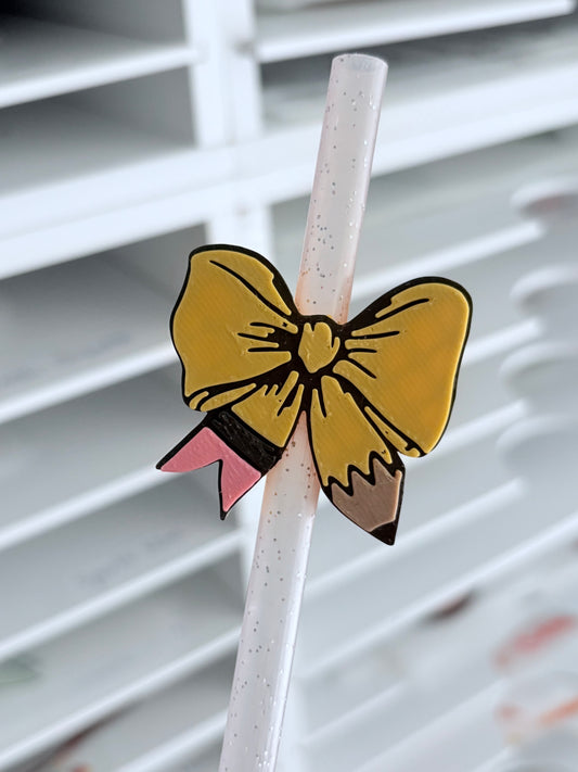 Pencil Bow 3D Straw Topper