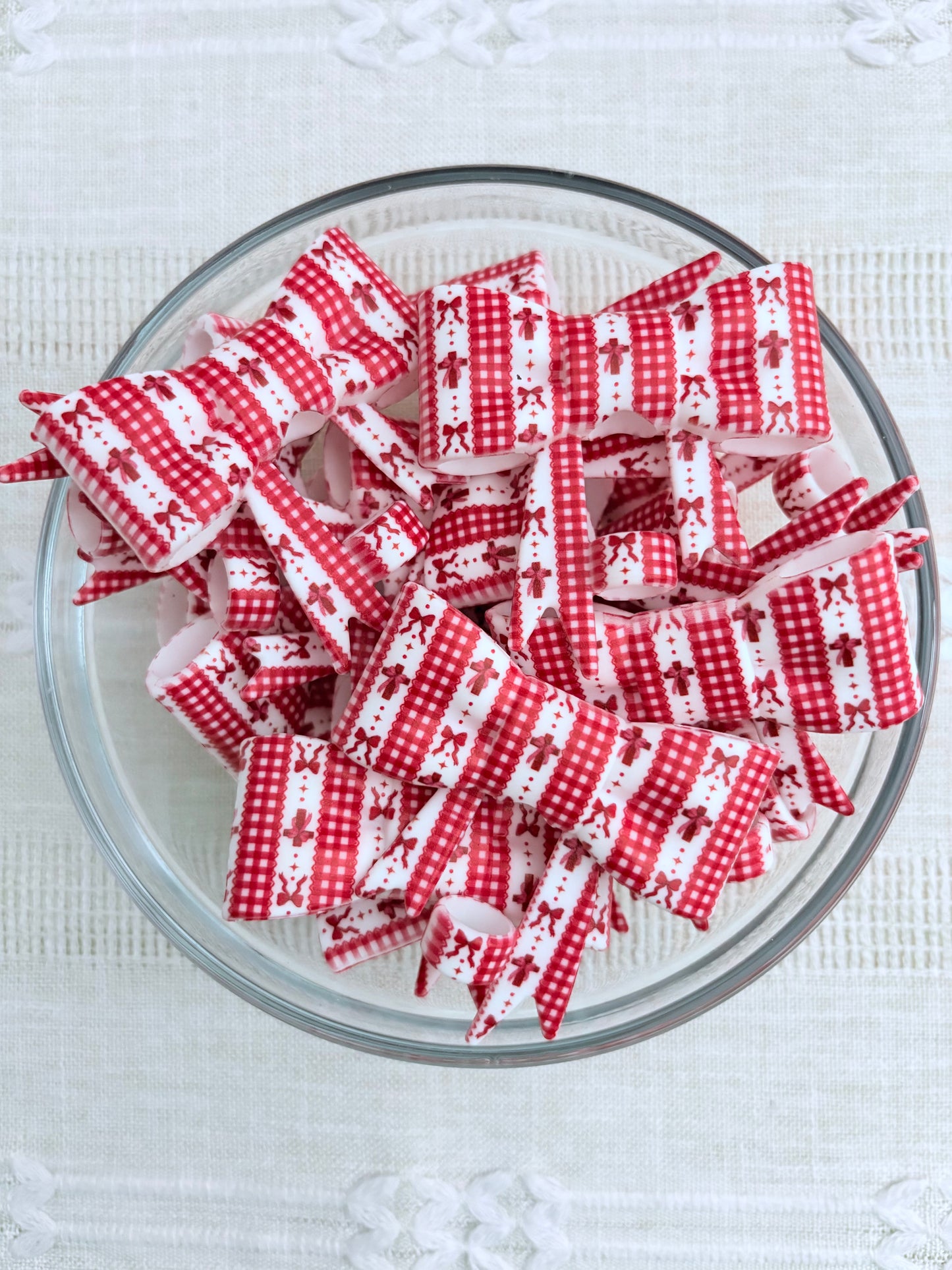 Red Crosses and Bows Silicone Bow Straw Topper