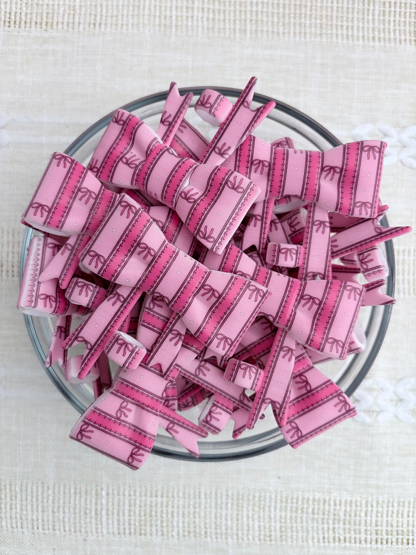 Pink Bows Silicone Bow Straw Topper