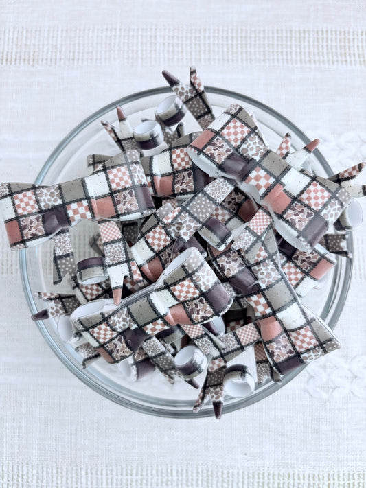 Camo Checkered Silicone Bow Straw Topper