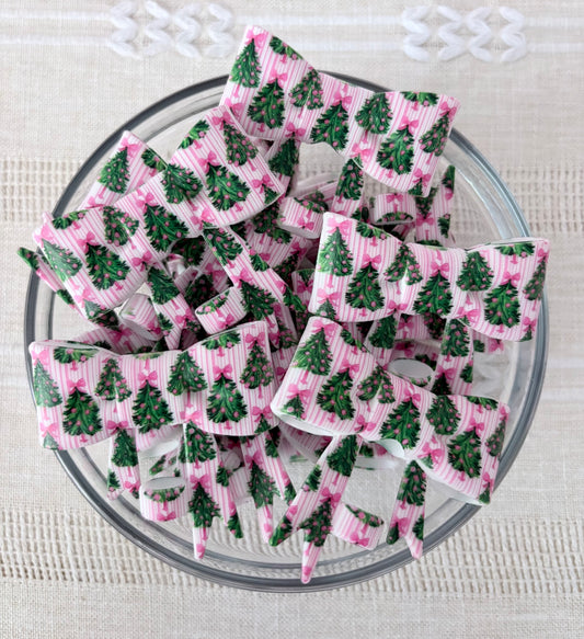 Pink Bows and Trees Silicone Bow Straw Topper
