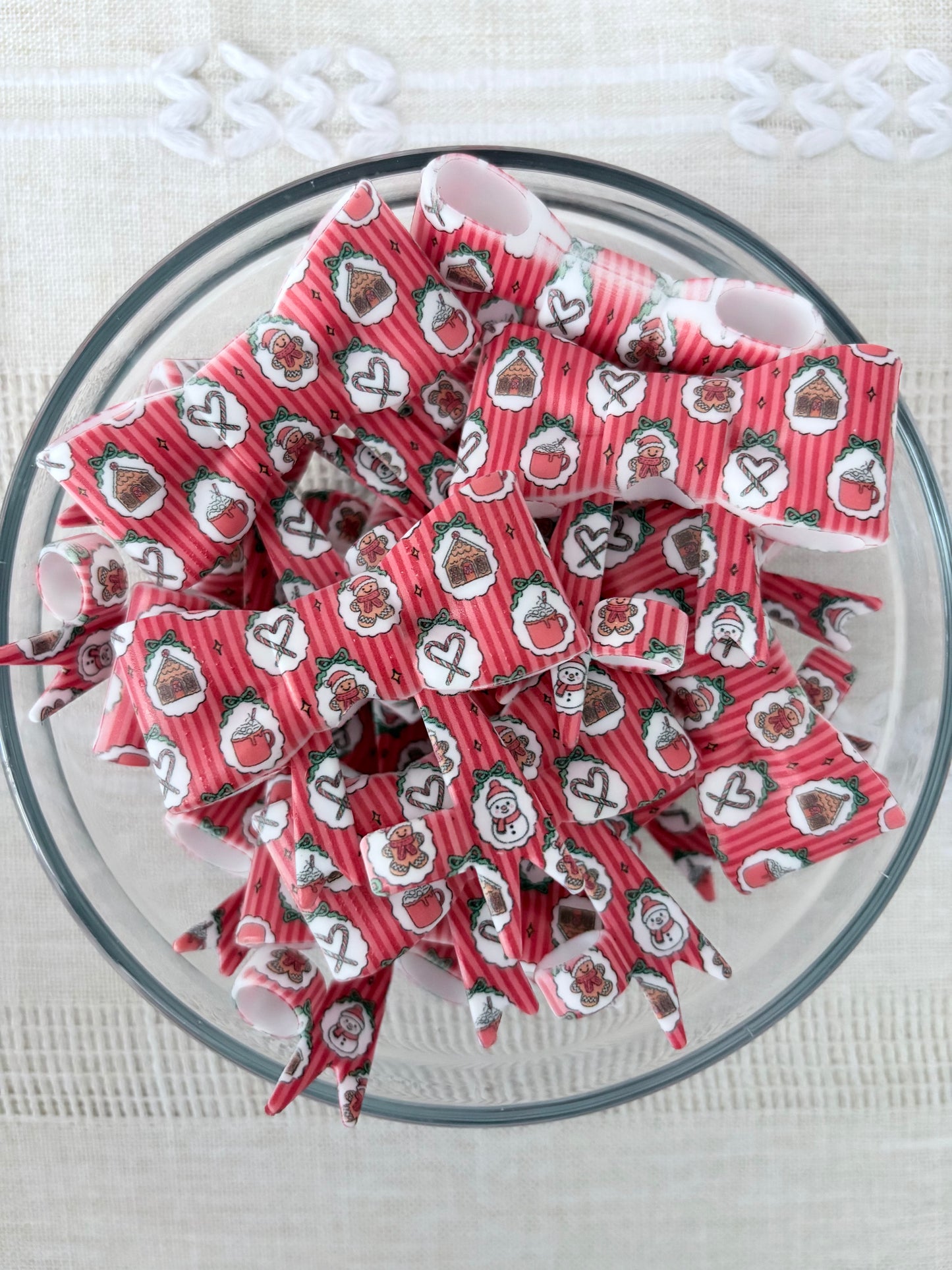 Cute Christmas Silicone Bow Straw Topper