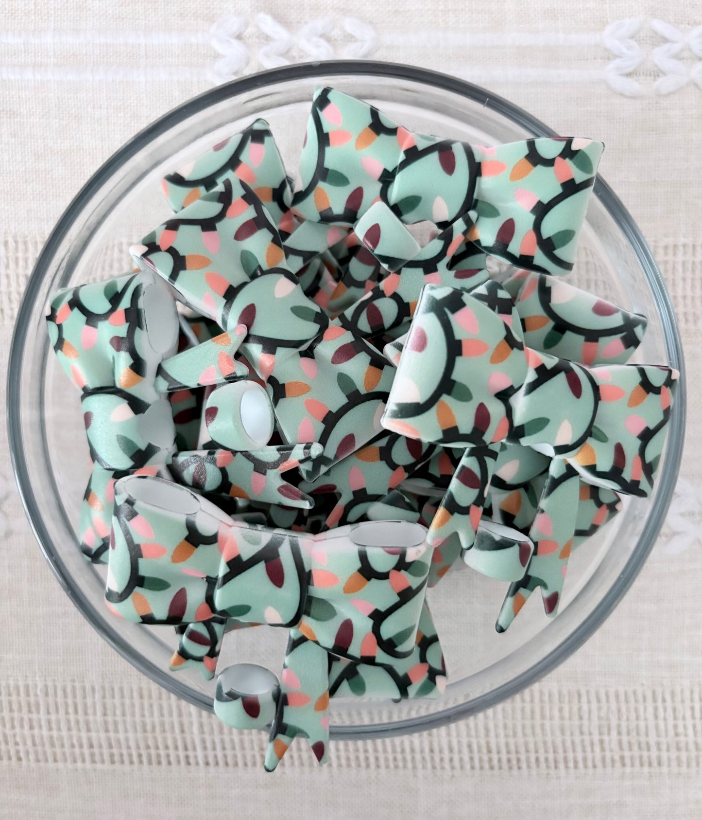Christmas Lights Silicone Bow Straw Topper