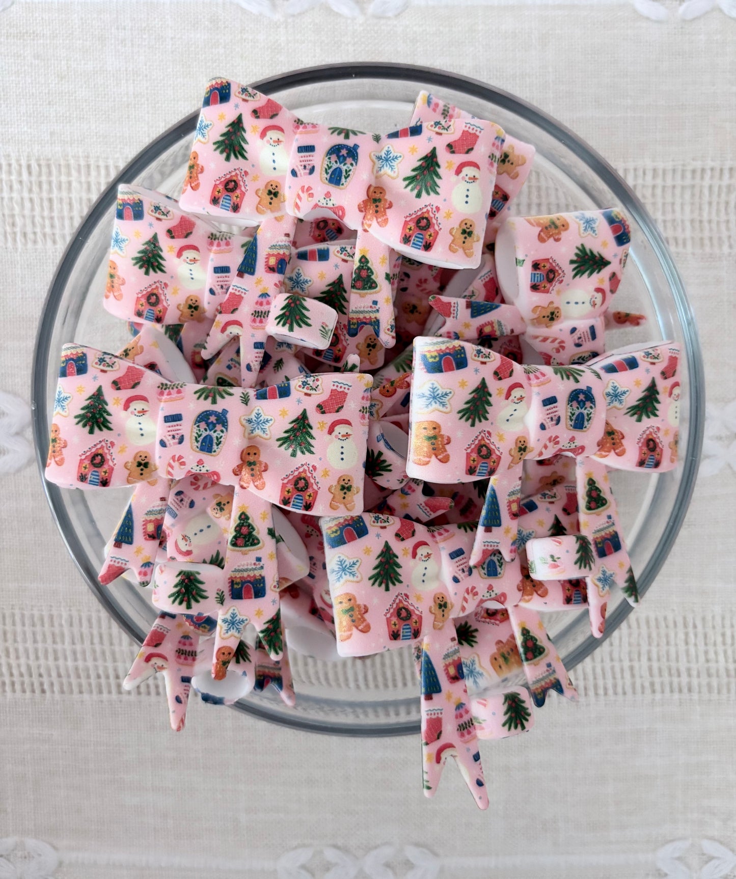 Christmas Silicone Bow Straw Topper