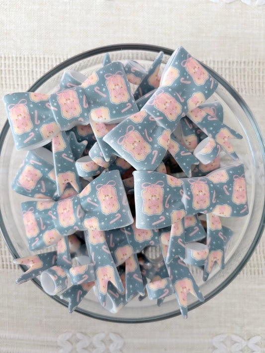 Pastel Nutcrackers Silicone Bow Straw Topper