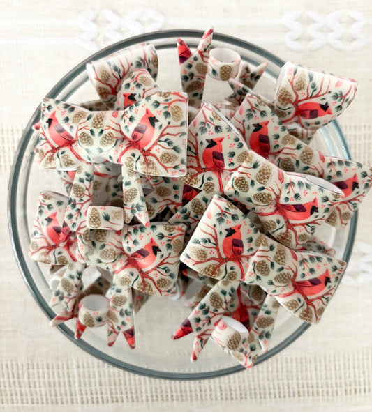 Cardinal Birds Silicone Bow Straw Topper
