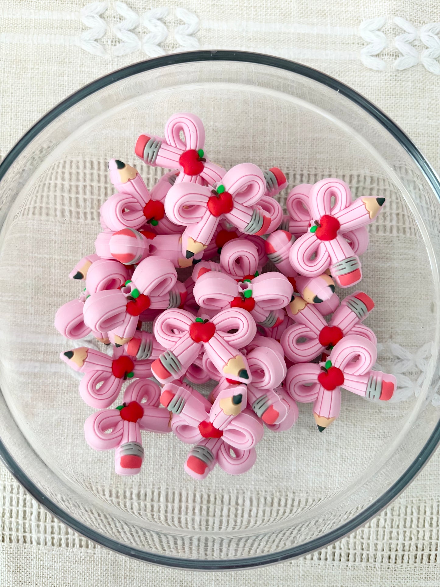 Pink Pencil Bow Focal Bead