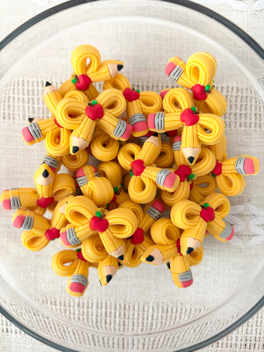 Yellow Pencil Bow Focal Bead