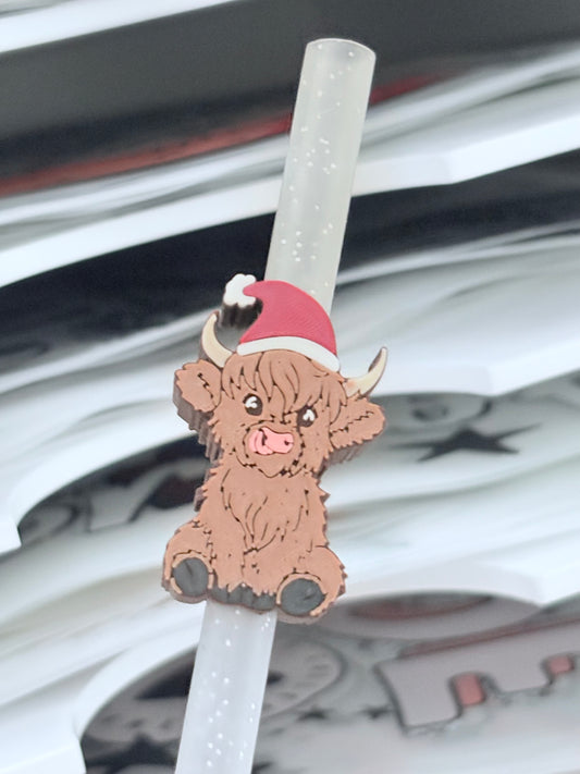 Christmas Cow 3D Straw Topper