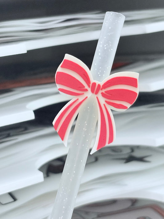 Peppermint Bow 3D Straw Topper