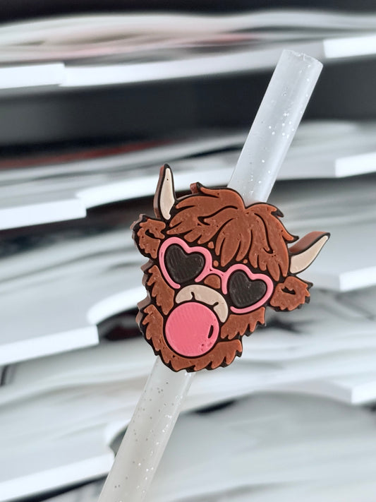 Bubblegum Cow 3D Straw Topper