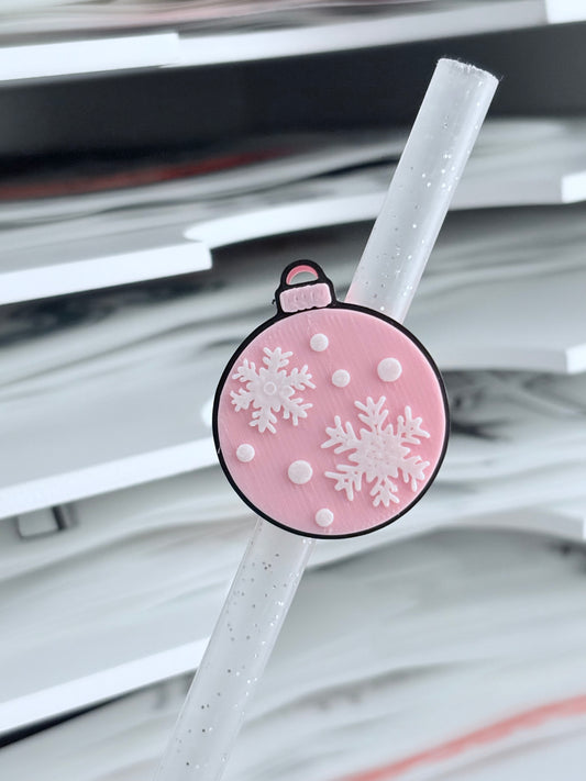 Pink Ornament 3D Straw Topper