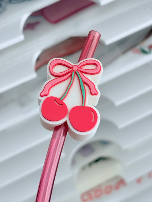 Cherries 3D Straw Topper