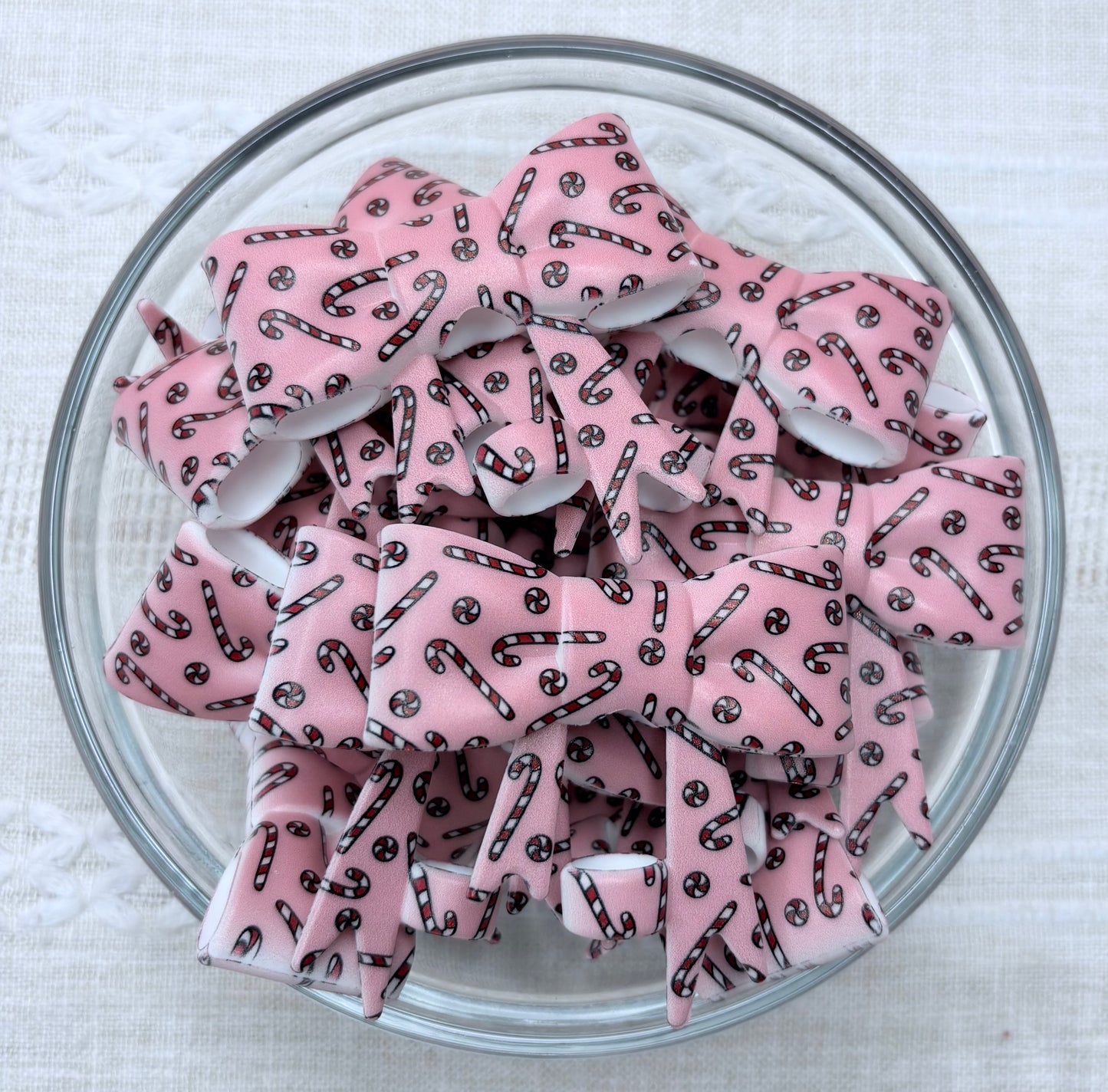 Candy Canes Silicone Bow Straw Topper