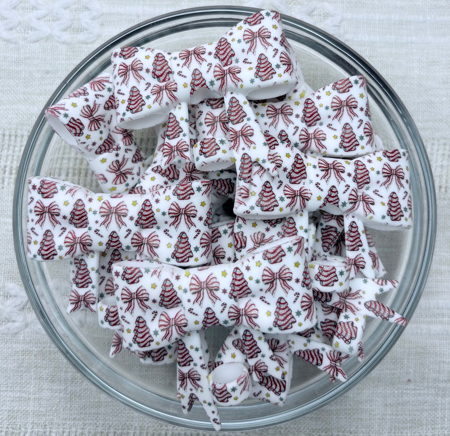 Christmas Tree Cakes Silicone Bow Straw Topper