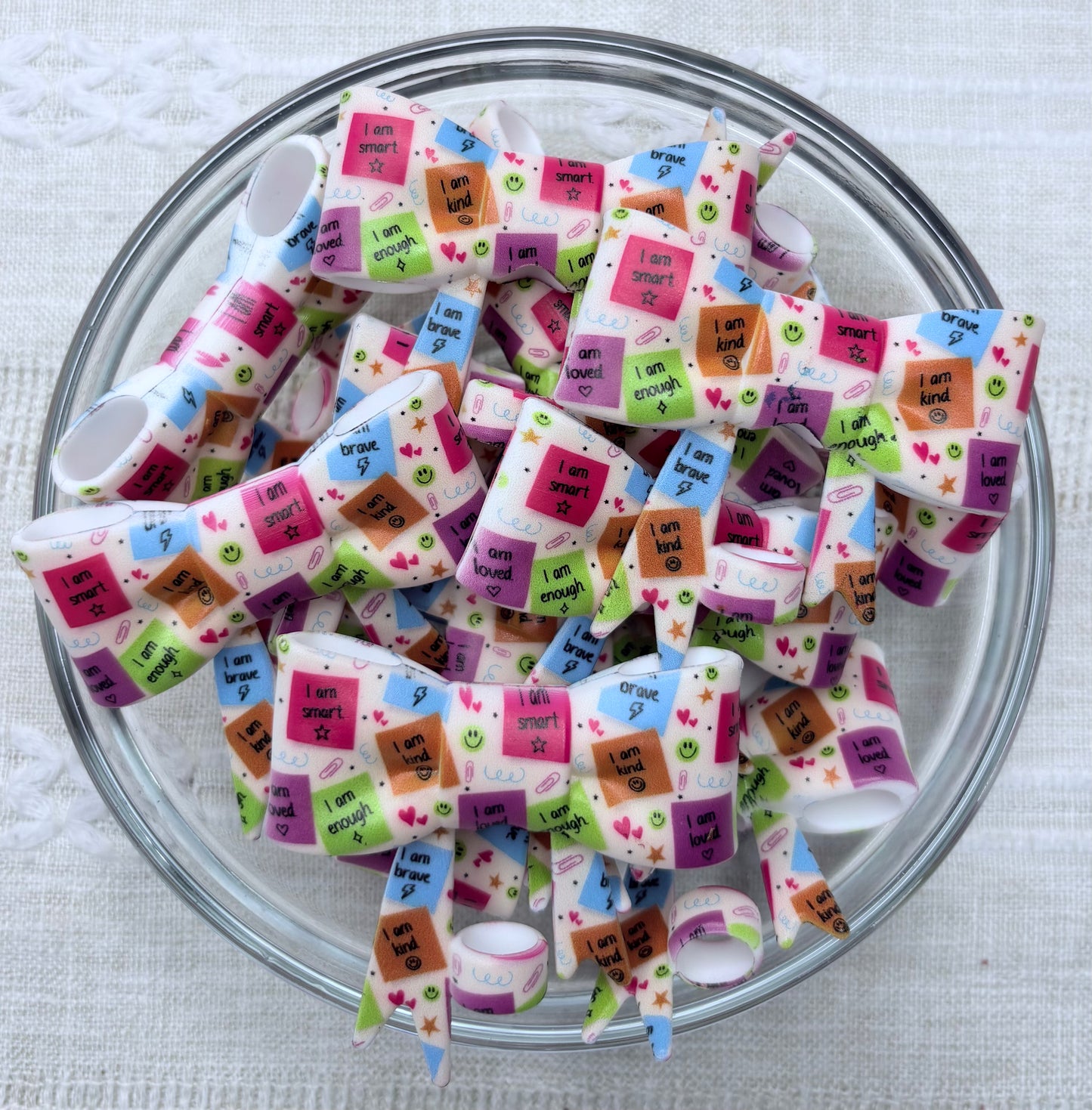Affirmations Silicone Bow Straw Topper