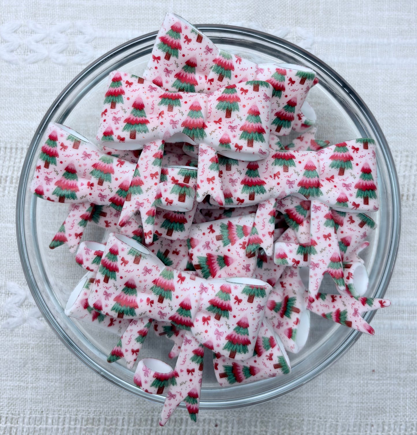 Pink Trees Silicone Bow Straw Topper