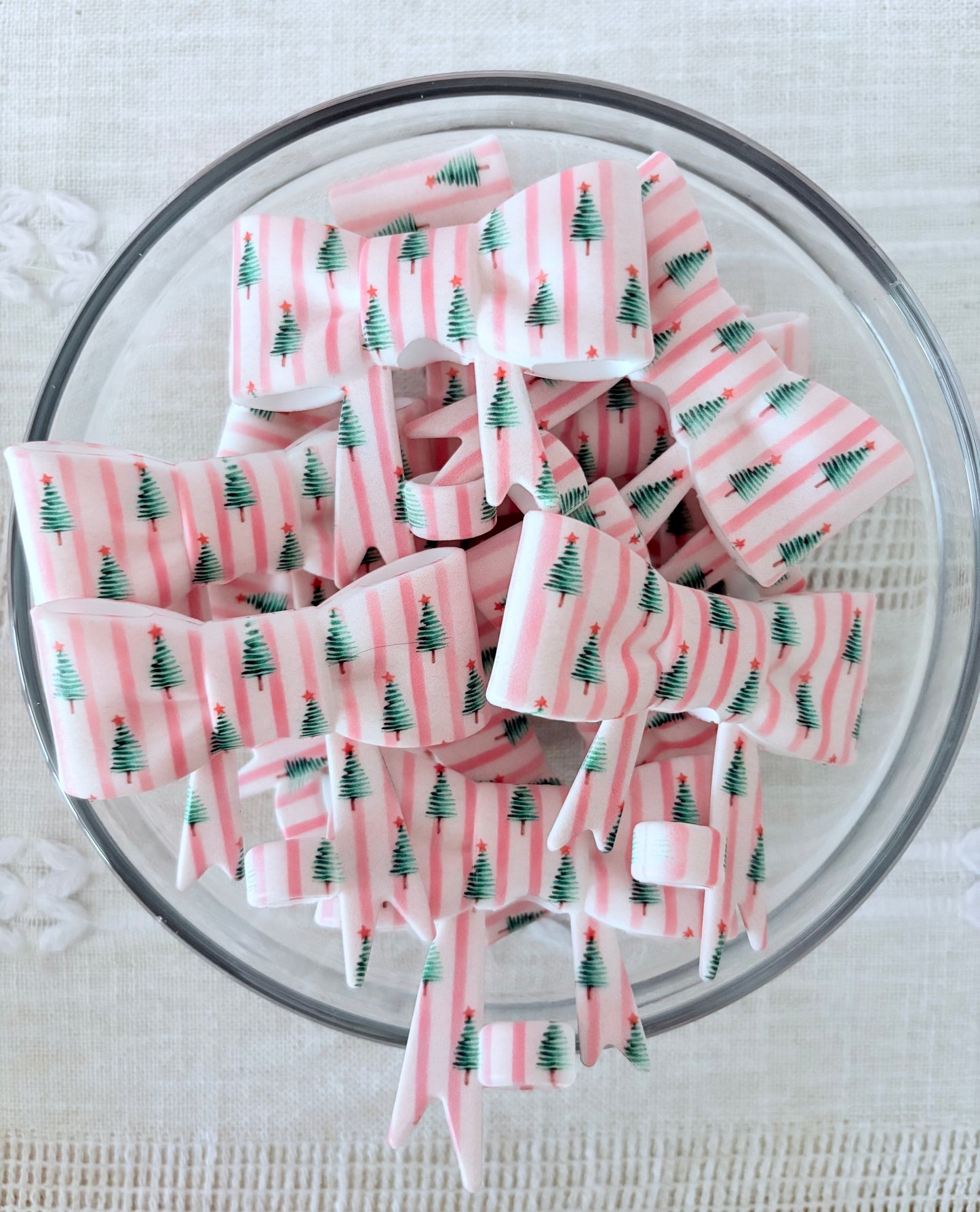 Trees Stripes Silicone Bow Straw Topper