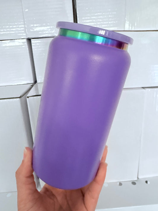 16oz Stainless Steel Rainbow Plate Purple Matte Finish Blank Cup