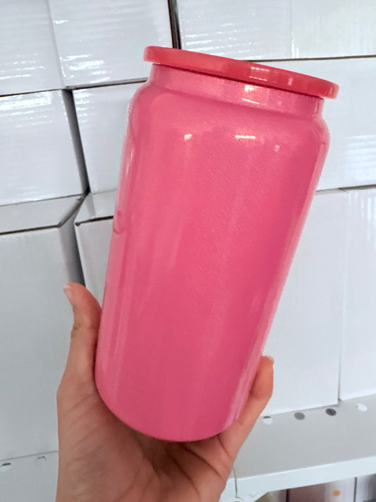 16oz Stainless Steel Hot Pink Shimmer Finish Blank Cup
