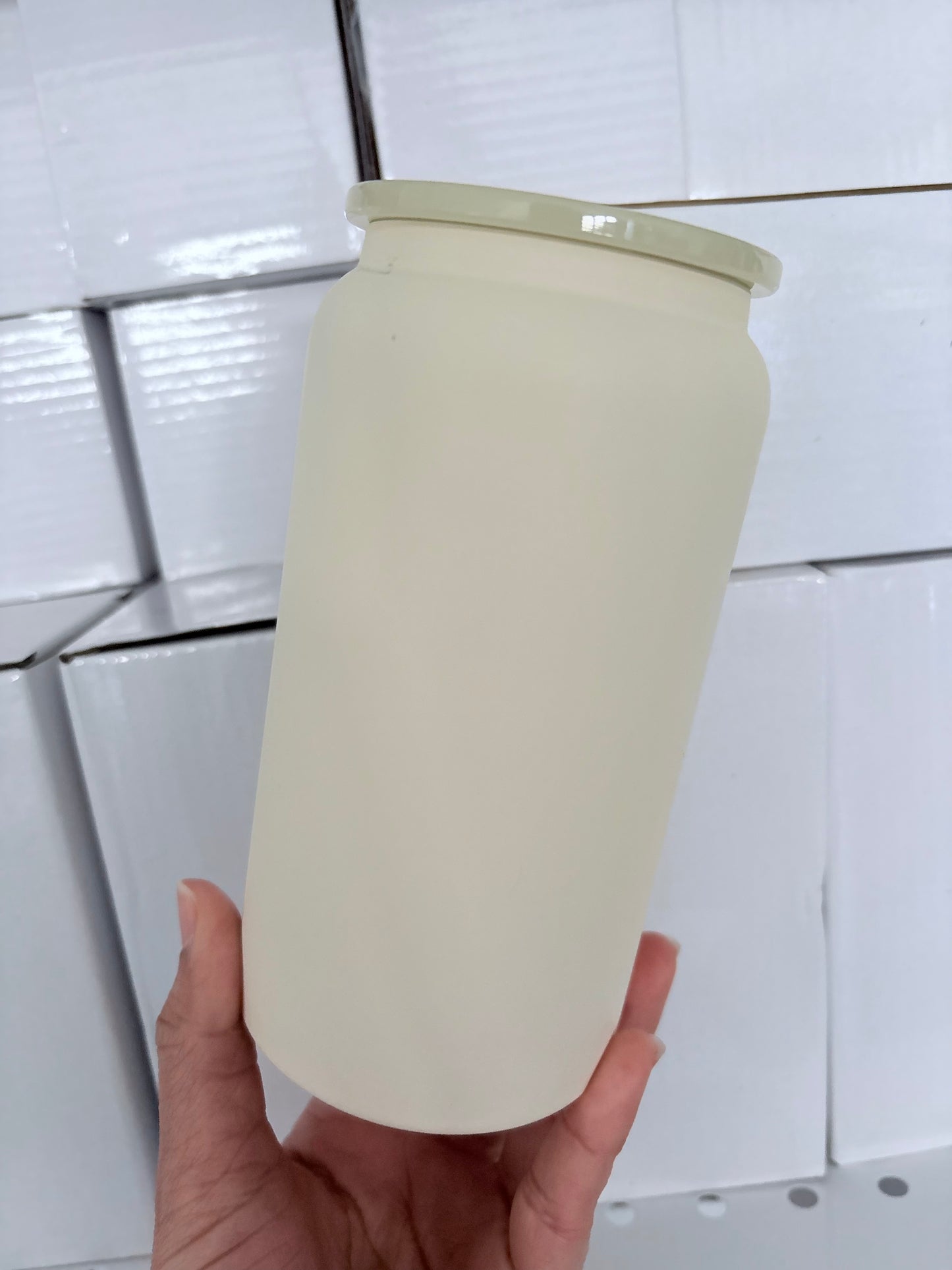 16oz Stainless Steel Cream Matte Finish Blank Cup