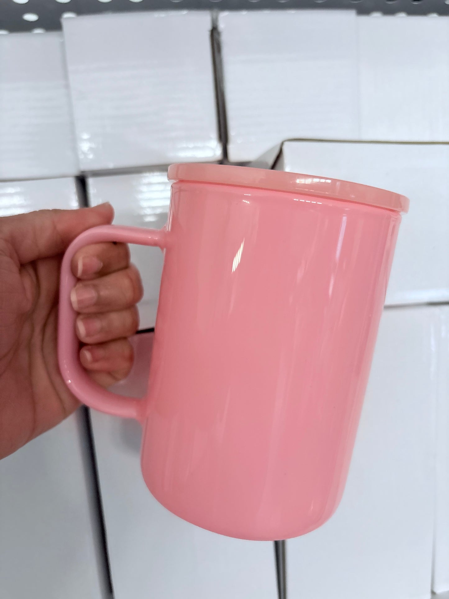 17oz Glass Pink Mug