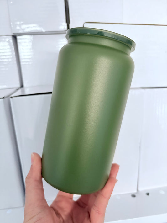16oz Stainless Steel Dark Green Matte Finish Blank Cup