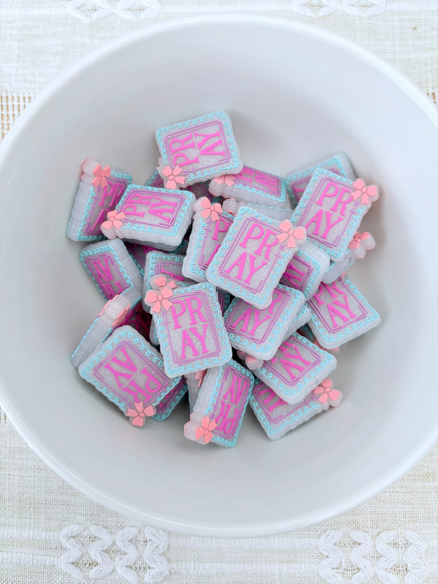 Pray Glitter Focal Bead
