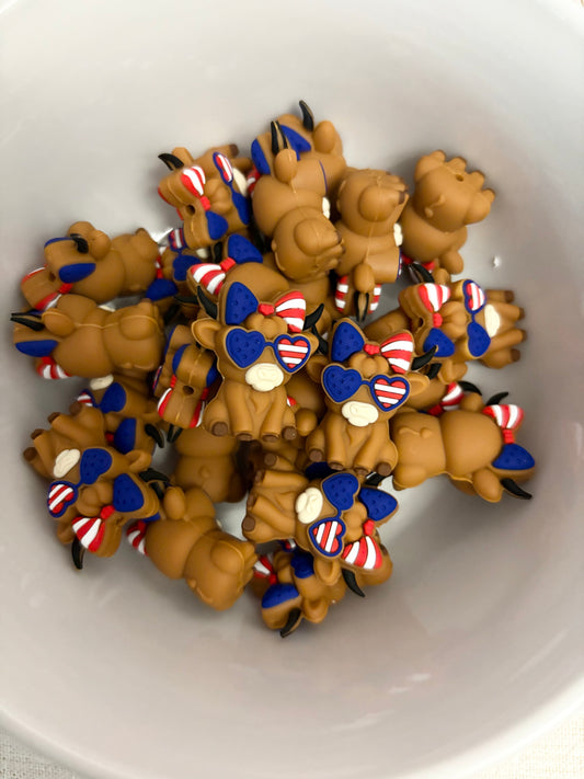 Patriotic Cow Focal Bead