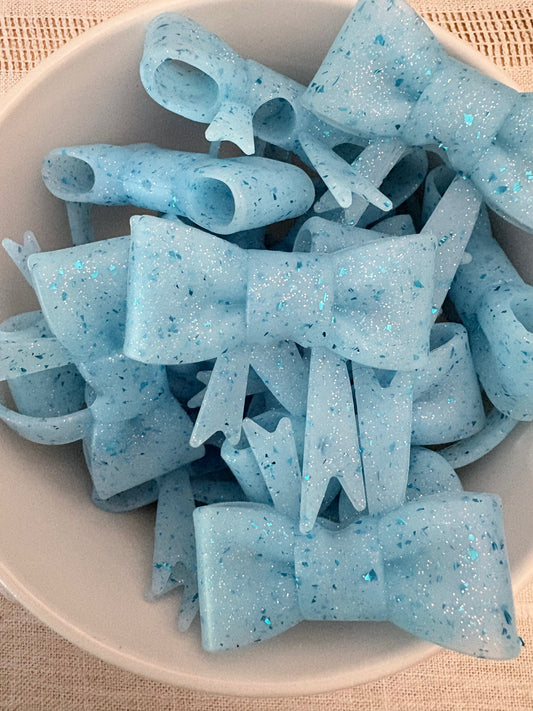 Blue Glitter Silicone Straw Topper