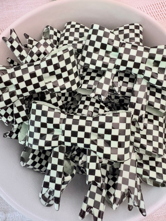 Mint Green Checkered Silicone Straw Topper