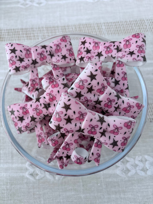 Pink Cherries Silicone Straw Topper