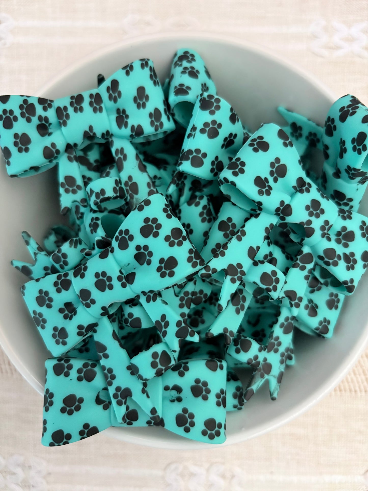 Teal Paws Silicone Straw Topper