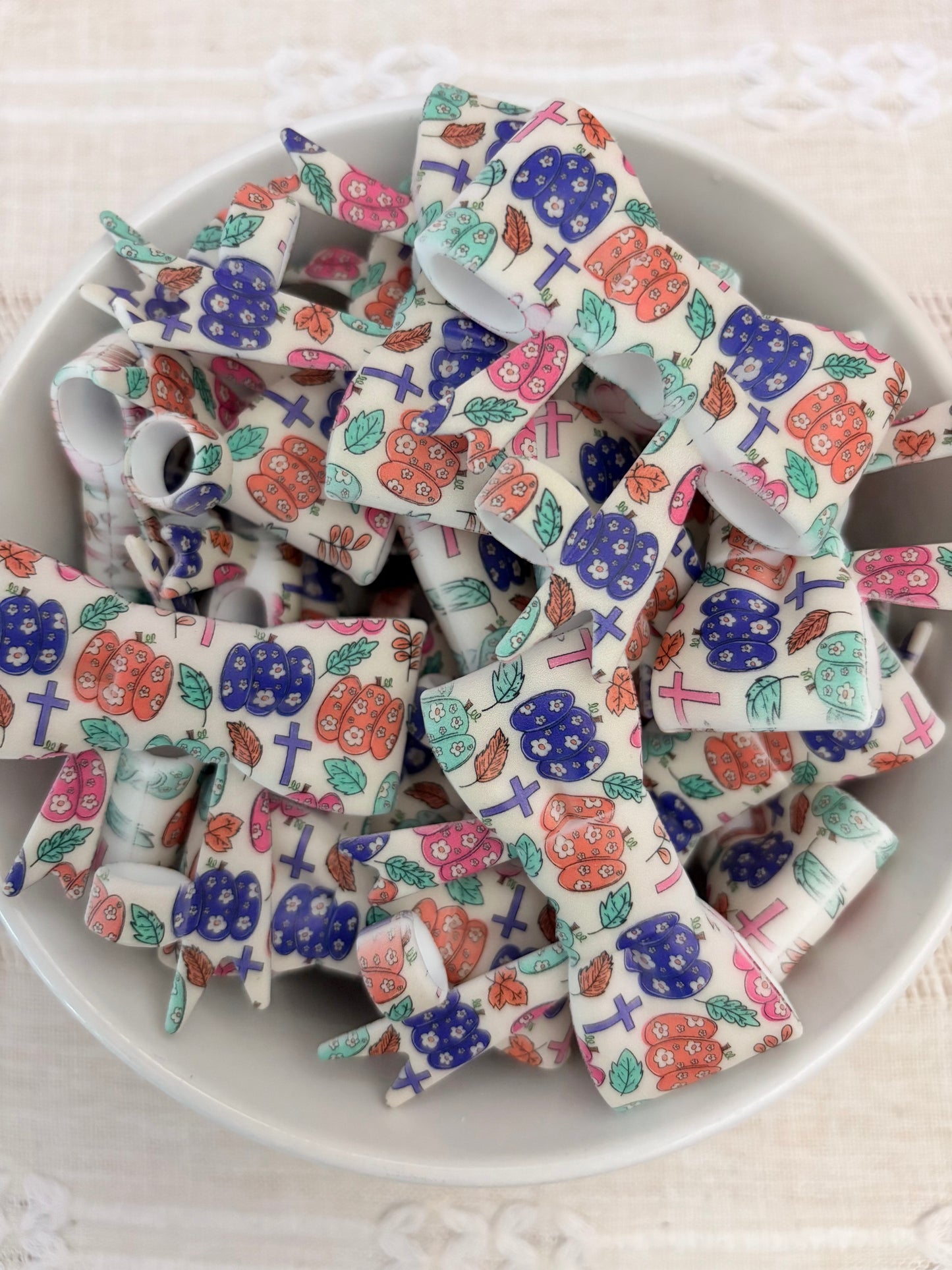 Colourful Pumpkin and Crosses Silicone Straw Topper