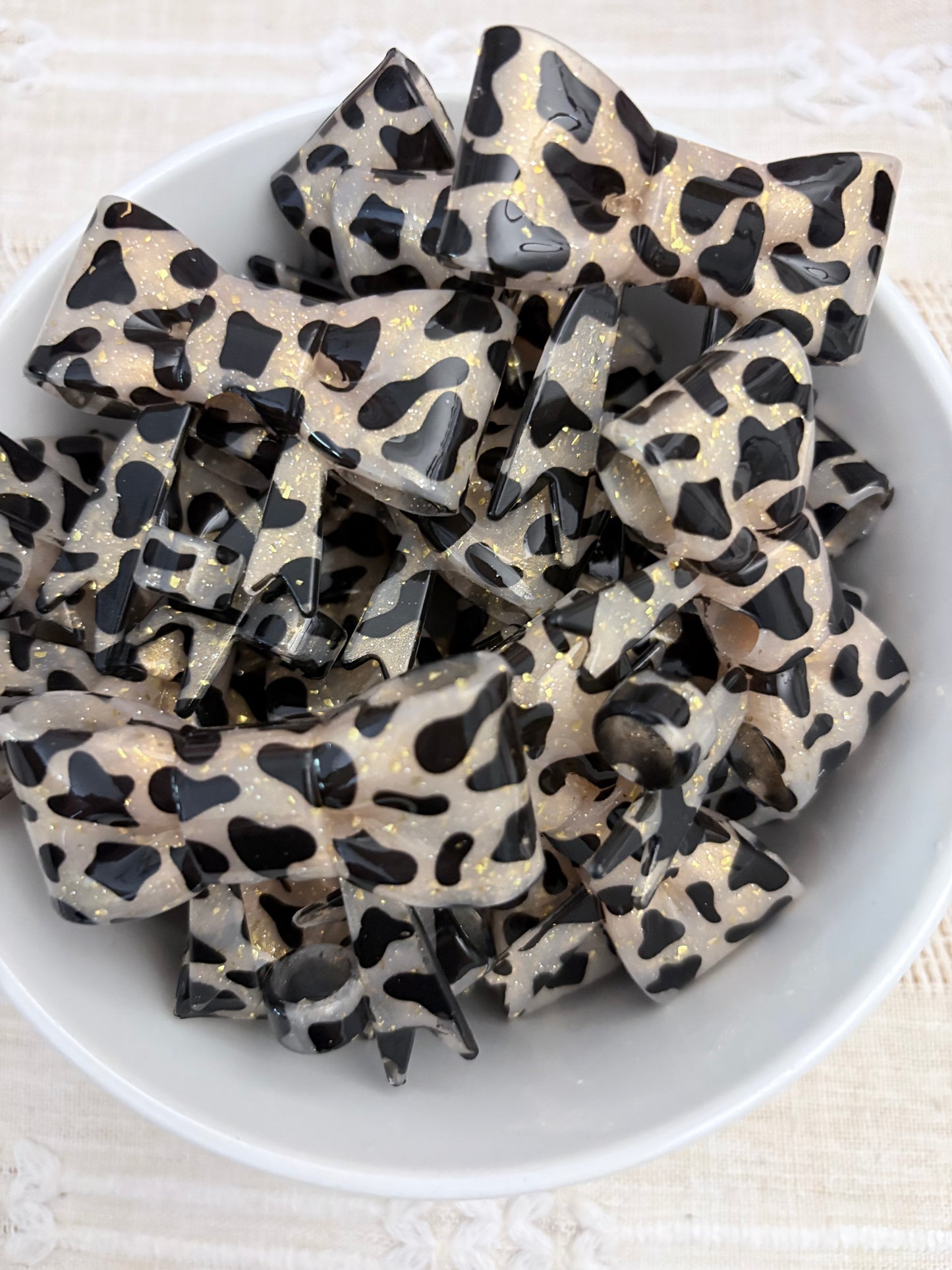 Glitter Cow Print Silicone Straw Topper