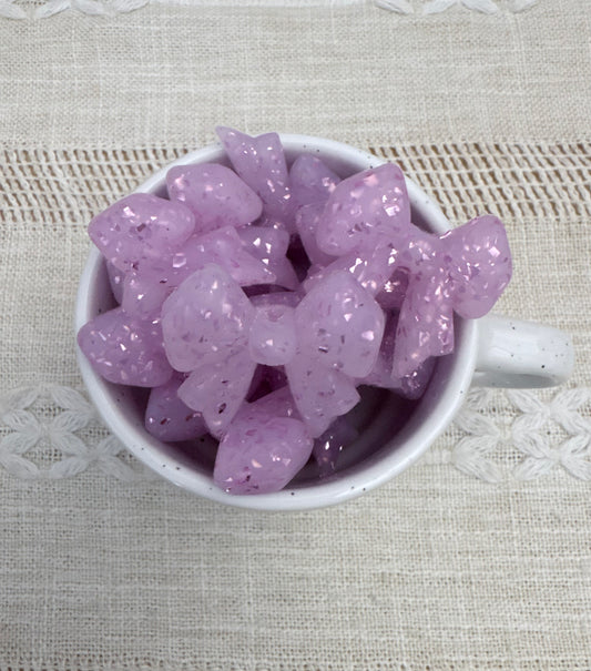Purple Glitter Bow Focal Bead